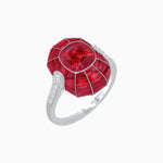 Load image into Gallery viewer, Art Deco Inspired Cushion-Cut Center and Calibré-Cut Gemstone Cocktail Ring - Shahin Jewelry