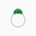 Load image into Gallery viewer, Art Deco Inspired Cushion-Cut Center and Calibré-Cut Gemstone Cocktail Ring - Shahin Jewelry