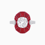 Load image into Gallery viewer, Art Deco Inspired Cushion-Cut Center and Calibré-Cut Gemstone Cocktail Ring - Shahin Jewelry