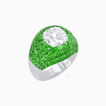 Load image into Gallery viewer, Art Deco Inspired Cushion Cut Center and Invisible-Set Calibré-Cut Dome Ring - Shahin Jewelry