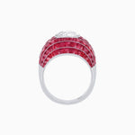 Load image into Gallery viewer, Art Deco Inspired Cushion Cut Center and Invisible-Set Calibré-Cut Dome Ring - Shahin Jewelry