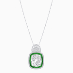 Load image into Gallery viewer, Art Deco Inspired Cushion Cut Double Halo Pendant with Fan Bail - Shahin Jewelry