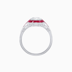 Load image into Gallery viewer, Art Deco Inspired Cushion Cut Halo Ring with Calibré-Cut Gemstones - Shahin Jewelry
