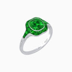 Load image into Gallery viewer, Art Deco Inspired Cushion Cut Halo Ring with Calibré-Cut Gemstones - Shahin Jewelry