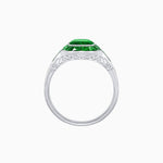 Load image into Gallery viewer, Art Deco Inspired Cushion Cut Halo Ring with Calibré-Cut Gemstones - Shahin Jewelry