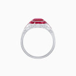 Load image into Gallery viewer, Art Deco Inspired Cushion Cut Halo Ring with Calibré-Cut Gemstones - Shahin Jewelry