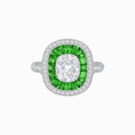 Load image into Gallery viewer, Art Deco Inspired Cushion Diamond Halo Ring - Shahin Jewelry