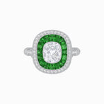 Load image into Gallery viewer, Art Deco Inspired Cushion Diamond Halo Ring - Shahin Jewelry