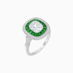 Load image into Gallery viewer, Art Deco Inspired Cushion Diamond Halo Ring - Shahin Jewelry