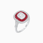 Load image into Gallery viewer, Art Deco Inspired Cushion Diamond Halo Ring - Shahin Jewelry