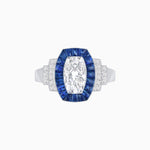 Load image into Gallery viewer, Art Deco Inspired Cushion Diamond Halo Ring with Gemstones - Shahin Jewelry