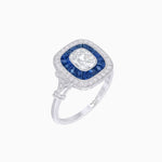 Load image into Gallery viewer, Art Deco Inspired Cushion Gemstone & Diamond Halo Ring - Shahin Jewelry