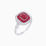 Load image into Gallery viewer, Art Deco Inspired Cushion Gemstone & Diamond Halo Ring - Shahin Jewelry