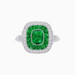Load image into Gallery viewer, Art Deco Inspired Cushion Gemstone & Diamond Halo Ring - Shahin Jewelry