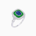 Load image into Gallery viewer, Art Deco Inspired Cushion Gemstone & Diamond Halo Ring - Shahin Jewelry