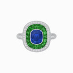 Load image into Gallery viewer, Art Deco Inspired Cushion Gemstone Halo Ring - Shahin Jewelry