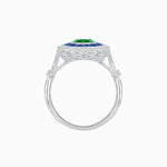 Load image into Gallery viewer, Art Deco Inspired Cushion Gemstone Halo Ring - Shahin Jewelry