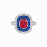 Load image into Gallery viewer, Art Deco Inspired Cushion Gemstone Halo Ring - Shahin Jewelry