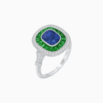 Load image into Gallery viewer, Art Deco Inspired Cushion Gemstone Halo Ring - Shahin Jewelry