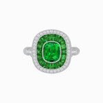 Load image into Gallery viewer, Art Deco Inspired Cushion Gemstone Halo Ring - Shahin Jewelry
