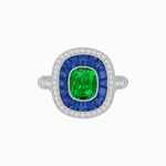 Load image into Gallery viewer, Art Deco Inspired Cushion Gemstone Halo Ring - Shahin Jewelry