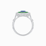 Load image into Gallery viewer, Art Deco Inspired Cushion Gemstone Halo Ring - Shahin Jewelry