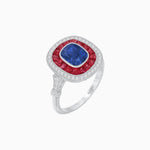 Load image into Gallery viewer, Art Deco Inspired Cushion Gemstone Halo Ring - Shahin Jewelry