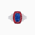Load image into Gallery viewer, Art Deco Inspired Cushion Gemstones Halo Ring - Shahin Jewelry