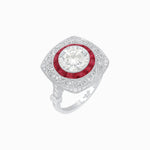 Load image into Gallery viewer, Art Deco Inspired Cushion Shape Ring with Dimond - Shahin Jewelry