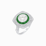 Load image into Gallery viewer, Art Deco Inspired Cushion Shape Ring with Dimond - Shahin Jewelry