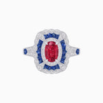 Load image into Gallery viewer, Art Deco Inspired Cushion Shape Ring with Gemstone - Shahin Jewelry