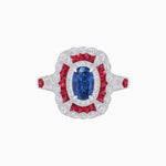 Load image into Gallery viewer, Art Deco Inspired Cushion Shape Ring with Gemstone - Shahin Jewelry
