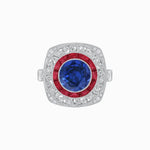 Load image into Gallery viewer, Art Deco Inspired Cushion Shape Ring with Gemstone - Shahin Jewelry