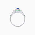 Load image into Gallery viewer, Art Deco Inspired Cushion Shape Ring with Gemstone - Shahin Jewelry