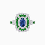 Load image into Gallery viewer, Art Deco Inspired Cushion Shape Ring with Gemstone - Shahin Jewelry