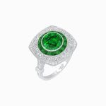 Load image into Gallery viewer, Art Deco Inspired Cushion Shape Ring with Gemstone - Shahin Jewelry