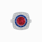 Load image into Gallery viewer, Art Deco Inspired Cushion Shape Ring with Gemstone - Shahin Jewelry