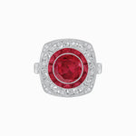 Load image into Gallery viewer, Art Deco Inspired Cushion Shape Ring with Gemstone - Shahin Jewelry