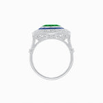 Load image into Gallery viewer, Art Deco Inspired Cushion Shape Ring with Gemstone - Shahin Jewelry