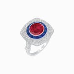 Load image into Gallery viewer, Art Deco Inspired Cushion Shape Ring with Gemstone - Shahin Jewelry