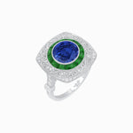 Load image into Gallery viewer, Art Deco Inspired Cushion Shape Ring with Gemstone - Shahin Jewelry