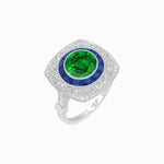 Load image into Gallery viewer, Art Deco Inspired Cushion Shape Ring with Gemstone - Shahin Jewelry
