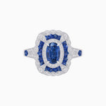 Load image into Gallery viewer, Art Deco Inspired Cushion Shape Ring with Gemstone - Shahin Jewelry