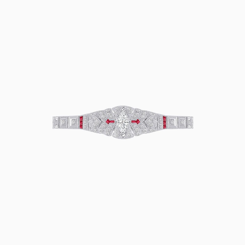 Art Deco Inspired Diamond and Marquise Gemstone Bracelet - Shahin Jewelry