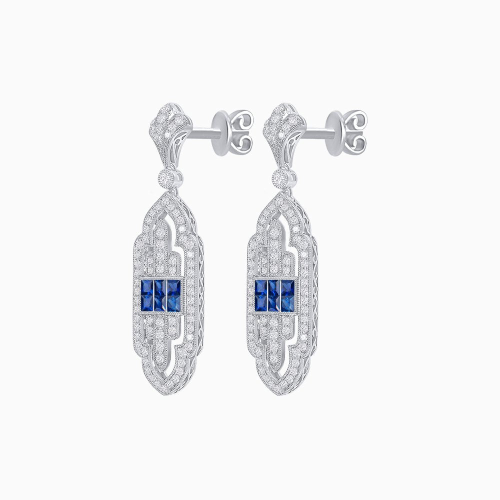 Art Deco Inspired Diamond Dangle Earrings - Shahin Jewelry