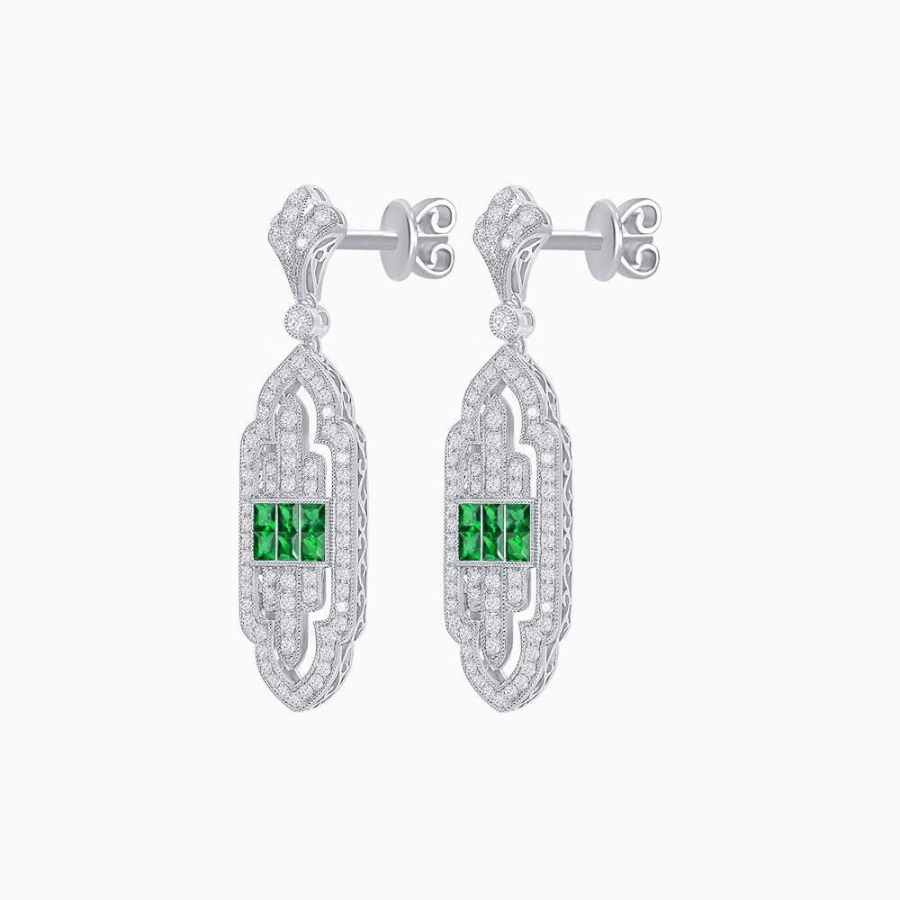 Art Deco Inspired Diamond Dangle Earrings - Shahin Jewelry