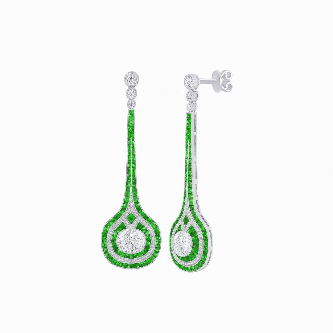 Art Deco Inspired Diamond Drop Earrings - Shahin Jewelry