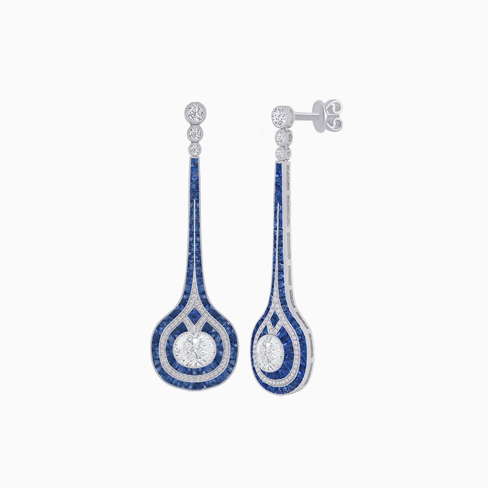 Art Deco Inspired Diamond Drop Earrings - Shahin Jewelry