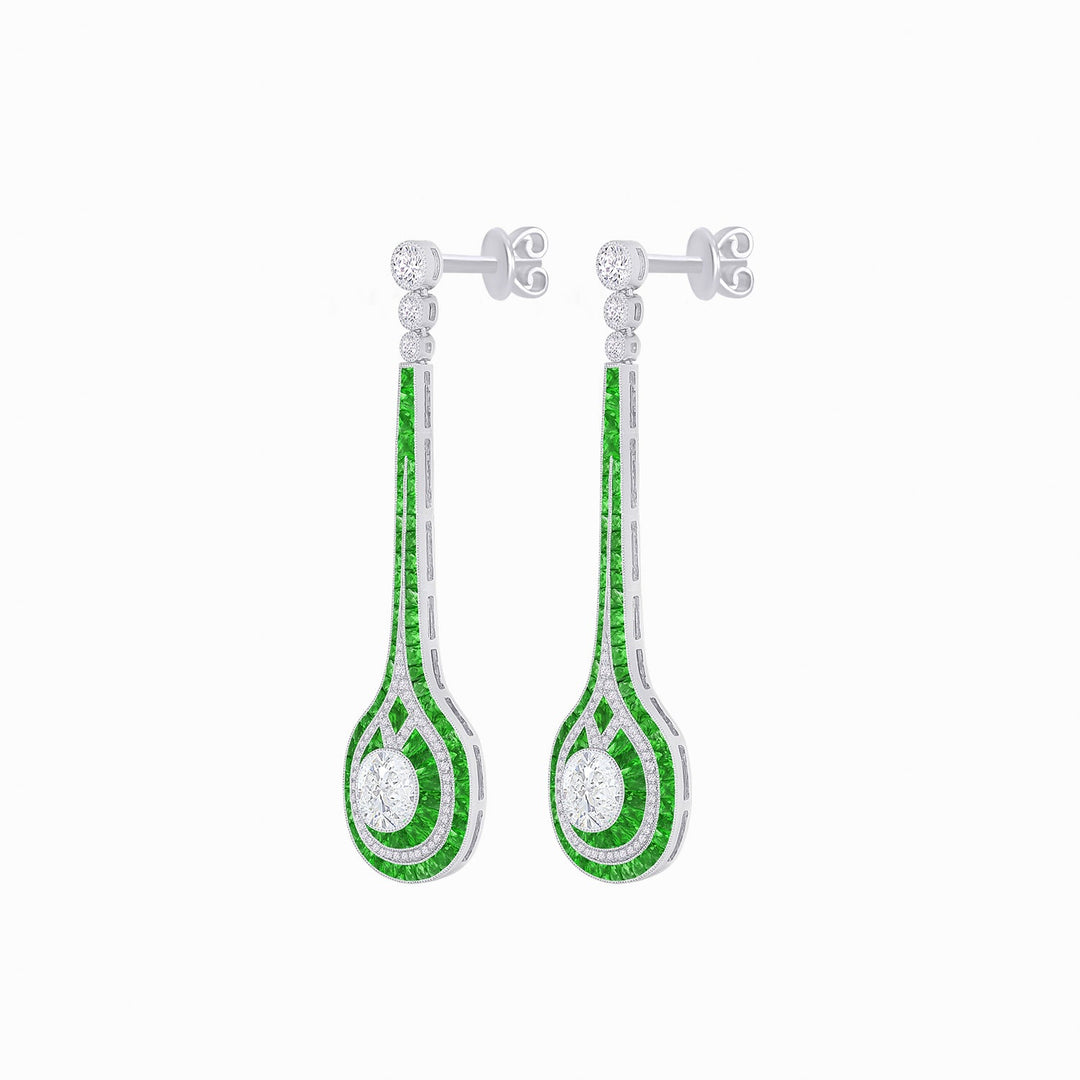 Art Deco Inspired Diamond Drop Earrings - Shahin Jewelry