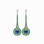 Load image into Gallery viewer, Art Deco Inspired Diamond Drop Earrings With Gemstone - Shahin Jewelry